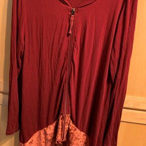 Soft Surroundings Burgundy Jacket w/ Velvet